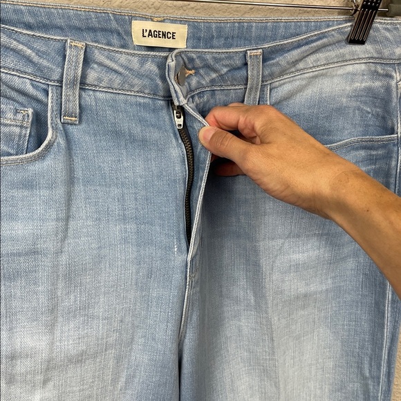 New L’Agence Scottie Wide Leg High Rise Jeans Bayview Light Blue Sz 31 - Picture 3 of 12